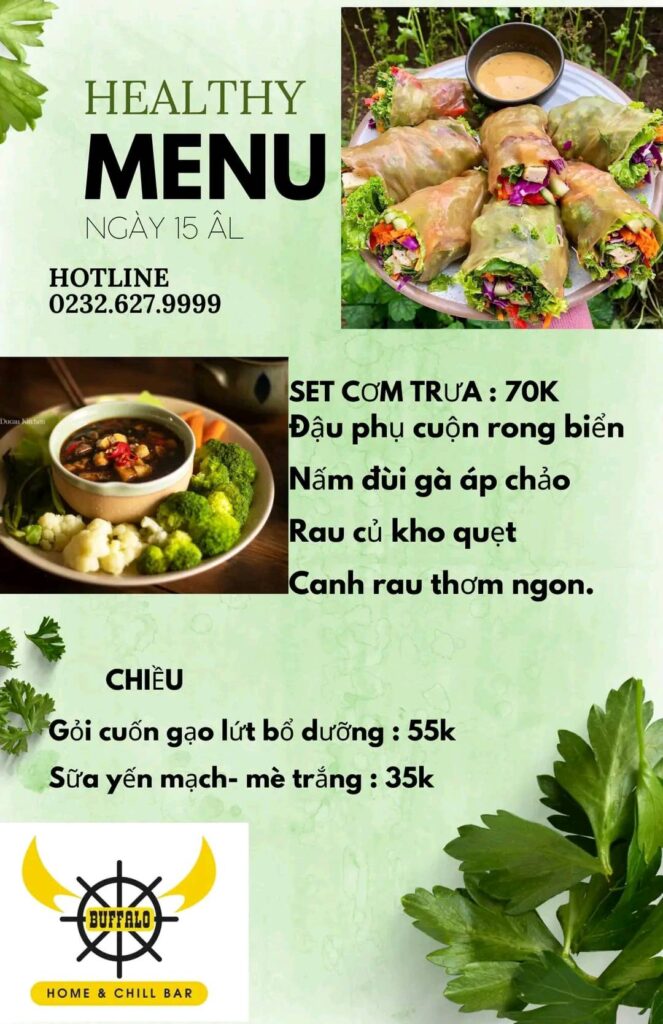 Menu chay của Buffalo Chill Bar